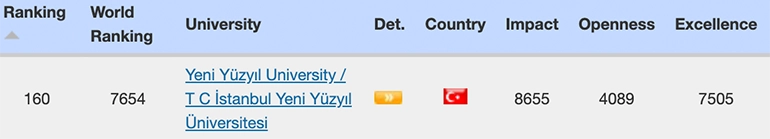 رتبه دانشگاه ینی یوزییل